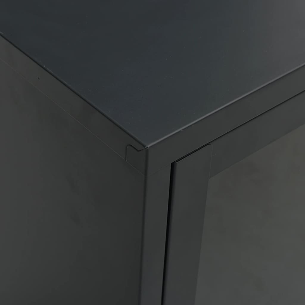 vidaXL TV Cabinet | Black | Black powder-coated steel | Medium | Adjustable Feet