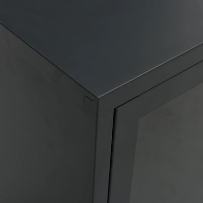 vidaXL TV Cabinet | Black | Black powder-coated steel | Medium | Adjustable Feet