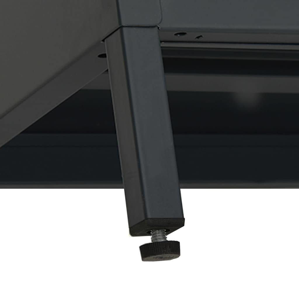 vidaXL TV Cabinet | Black | Black powder-coated steel | Medium | Adjustable Feet