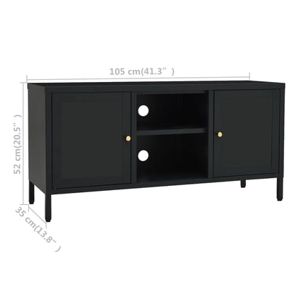 vidaXL TV Cabinet | Black | Black powder-coated steel | Medium | Adjustable Feet