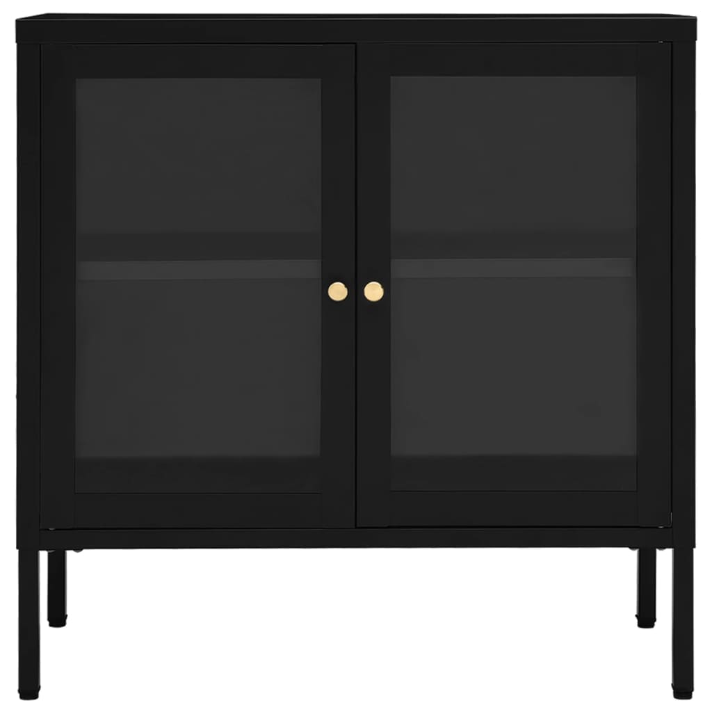 336064 vidaXL Sideboard Black 70x35x70 cm Steel and Glass