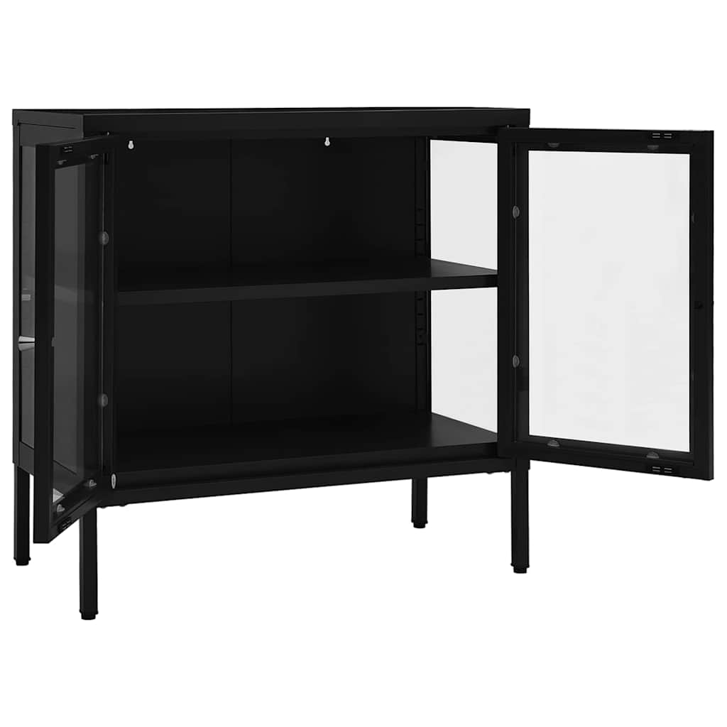 336064 vidaXL Sideboard Black 70x35x70 cm Steel and Glass