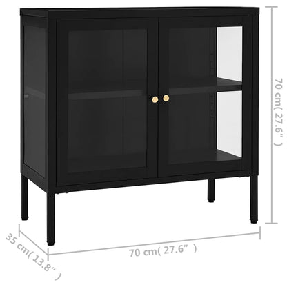 336064 vidaXL Sideboard Black 70x35x70 cm Steel and Glass