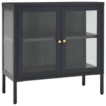 336066 vidaXL Sideboard Anthracite 70x35x70 cm Steel and Glass