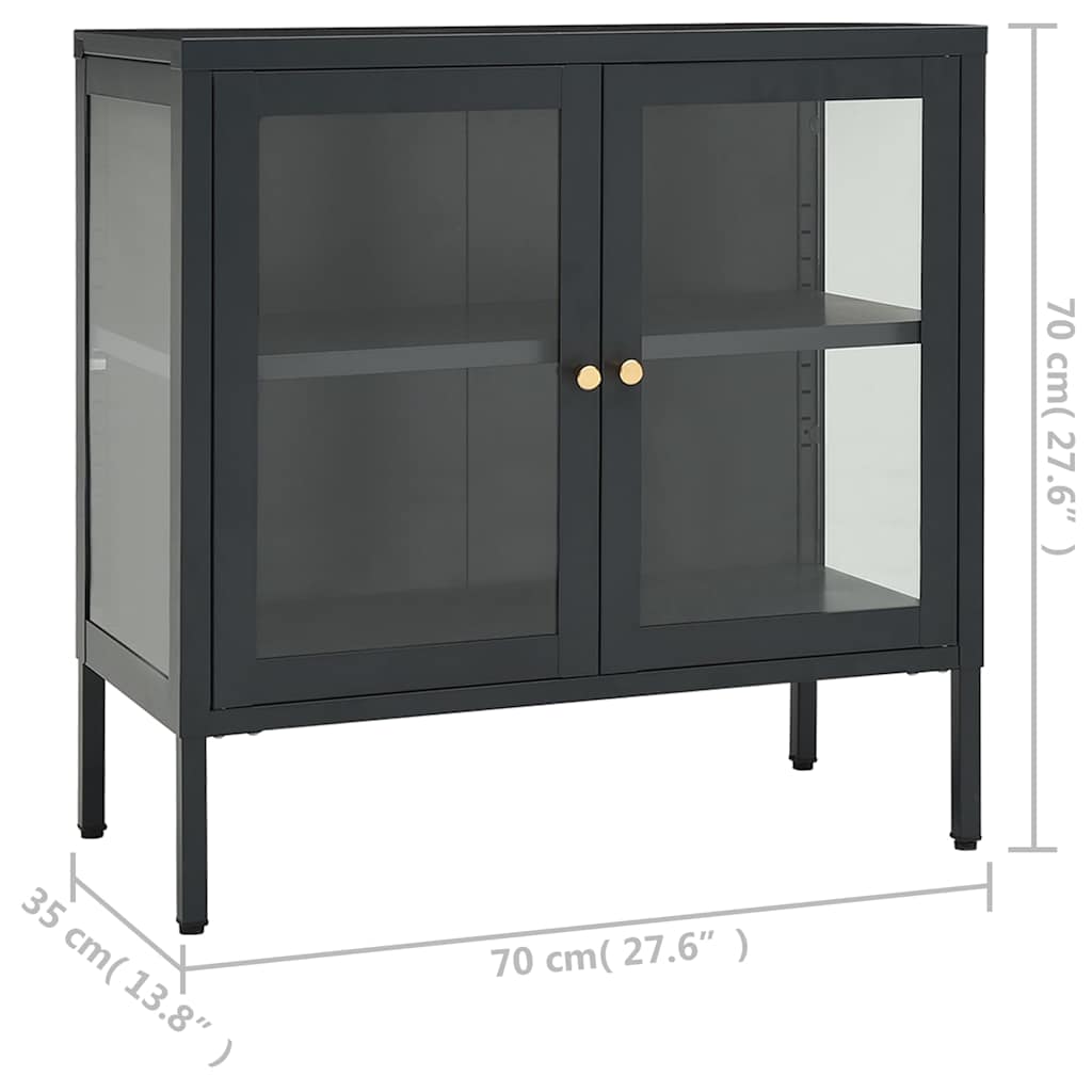 336066 vidaXL Sideboard Anthracite 70x35x70 cm Steel and Glass
