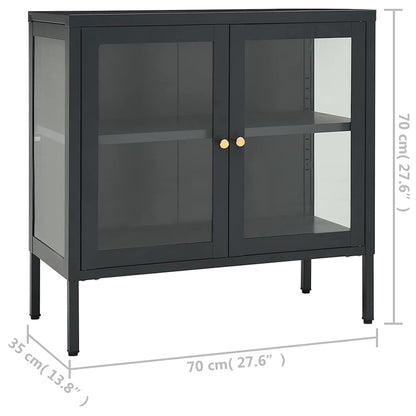 336066 vidaXL Sideboard Anthracite 70x35x70 cm Steel and Glass