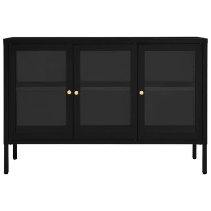 vidaXL Sideboard Black 105x35x70 cm Steel and Glass