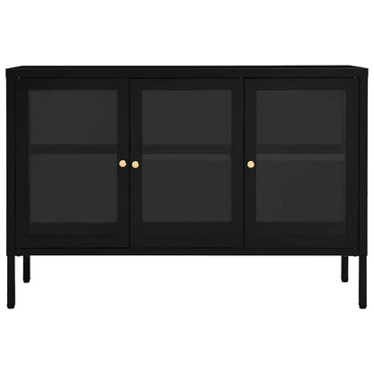 336067 vidaXL Sideboard Black 105x35x70 cm Steel and Glass