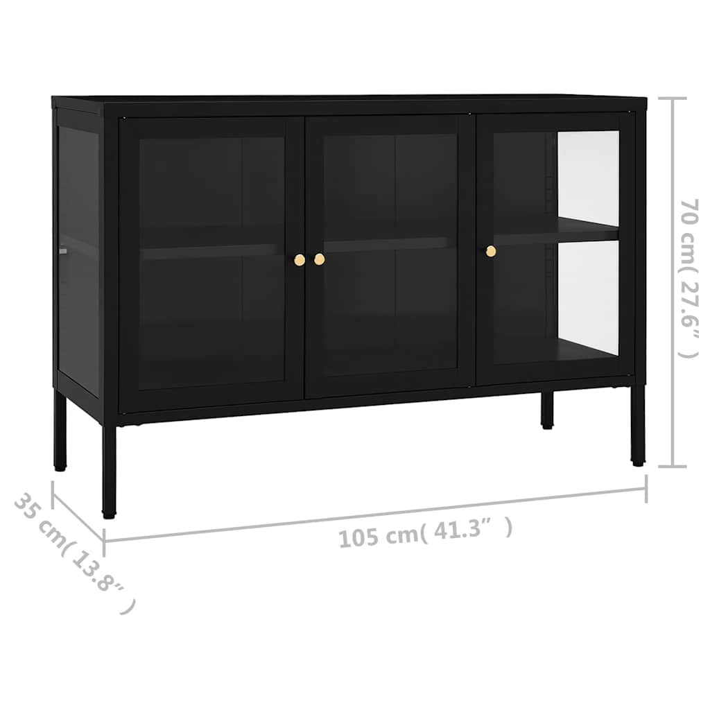 vidaXL Sideboard Black 105x35x70 cm Steel and Glass