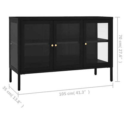 vidaXL Sideboard Black 105x35x70 cm Steel and Glass