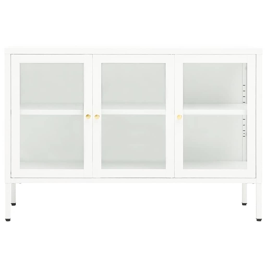 vidaXL Sideboard White 105x35x70 cm Steel and Glass