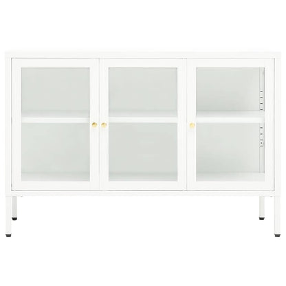 vidaXL Sideboard White 105x35x70 cm Steel and Glass