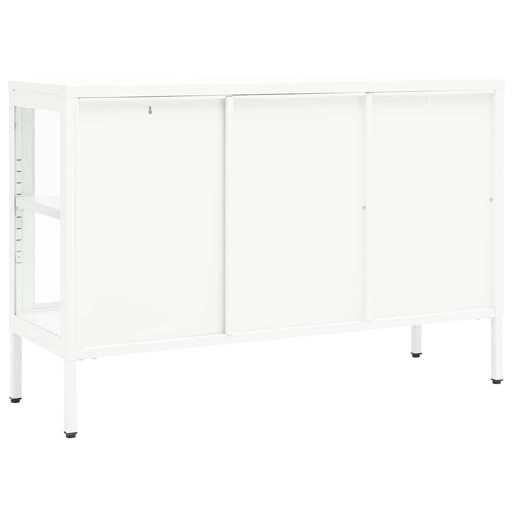 vidaXL Sideboard White 105x35x70 cm Steel and Glass