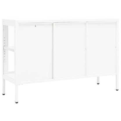 vidaXL Sideboard White 105x35x70 cm Steel and Glass