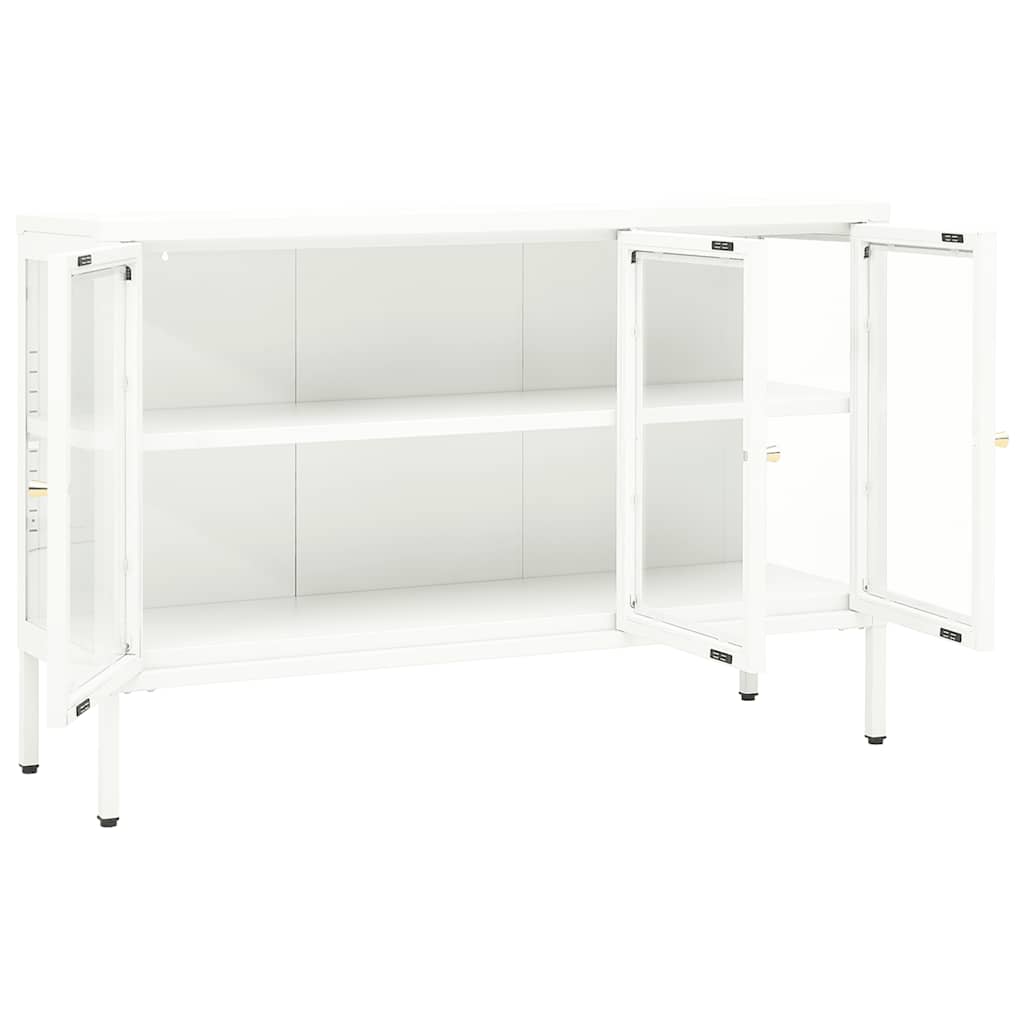 vidaXL Sideboard White 105x35x70 cm Steel and Glass