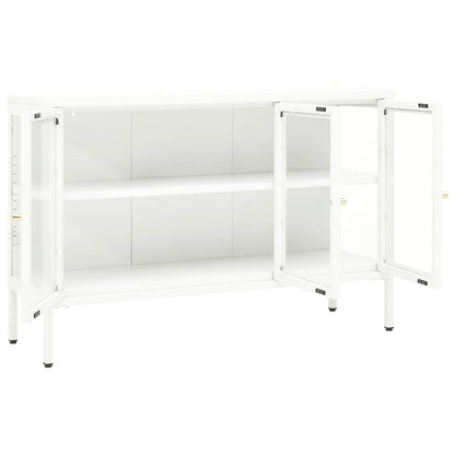vidaXL Sideboard White 105x35x70 cm Steel and Glass