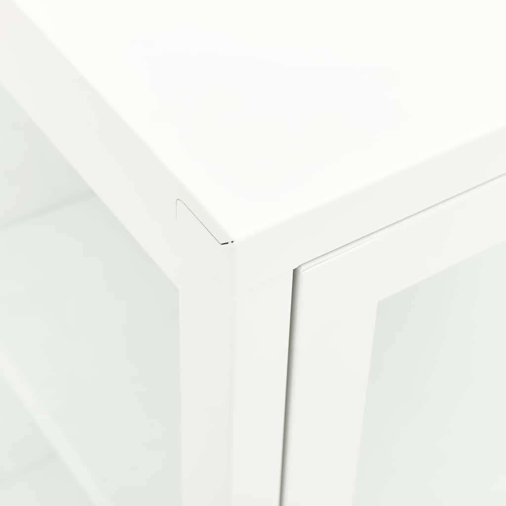 vidaXL Sideboard White 105x35x70 cm Steel and Glass
