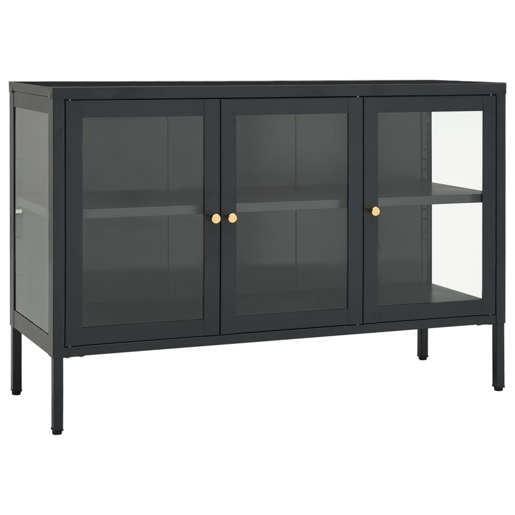 336069 vidaXL Sideboard Anthracite 105x35x70 cm Steel and Glass