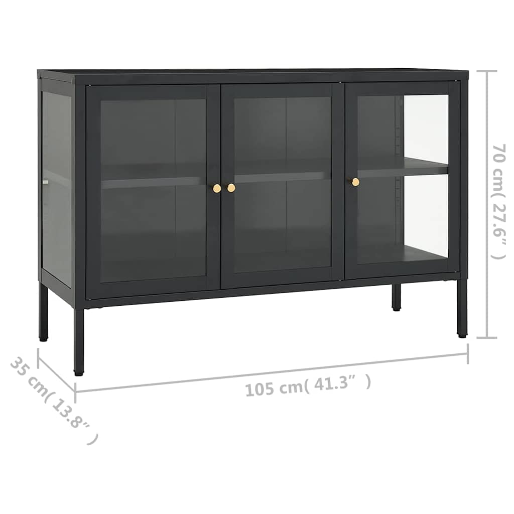 336069 vidaXL Sideboard Anthracite 105x35x70 cm Steel and Glass