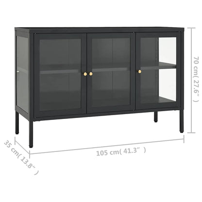336069 vidaXL Sideboard Anthracite 105x35x70 cm Steel and Glass