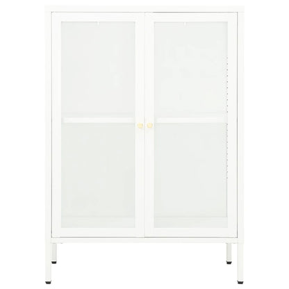 vidaXL Sideboard White 75x35x105 cm Steel and Glass