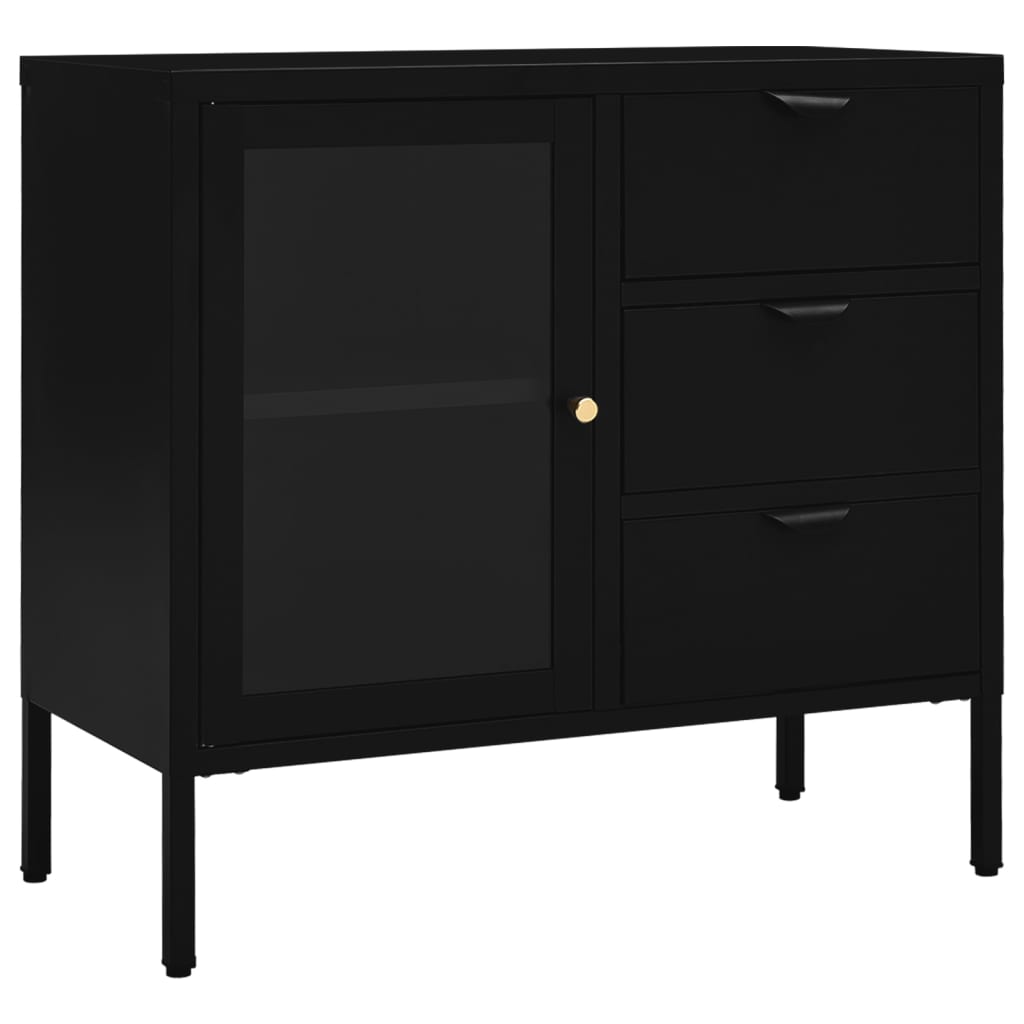 vidaXL Sideboard | Black | Steel | Medium | Sideboard | Rectangular | Modern