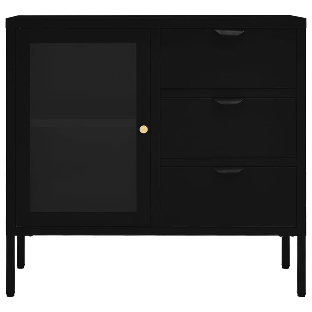 vidaXL Sideboard | Black | Steel | Medium | Sideboard | Rectangular | Modern