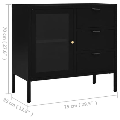 vidaXL Sideboard | Black | Steel | Medium | Sideboard | Rectangular | Modern