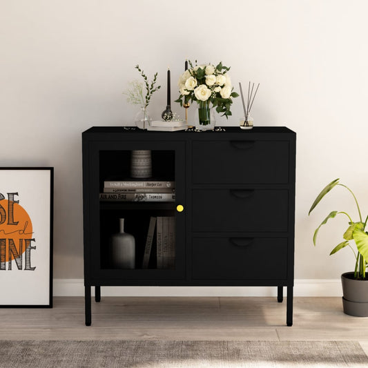 vidaXL Sideboard | Black | Steel | Medium | Sideboard | Rectangular | Modern