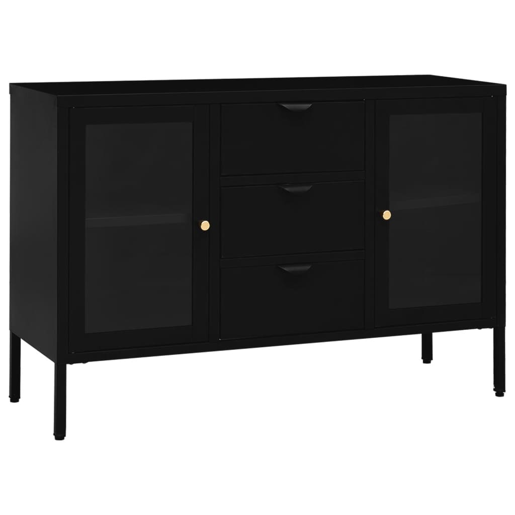 vidaXL Sideboard | Black | Steel, tempered glass | Medium | Sideboard