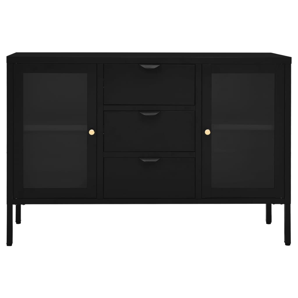 vidaXL Sideboard | Black | Steel, tempered glass | Medium | Sideboard