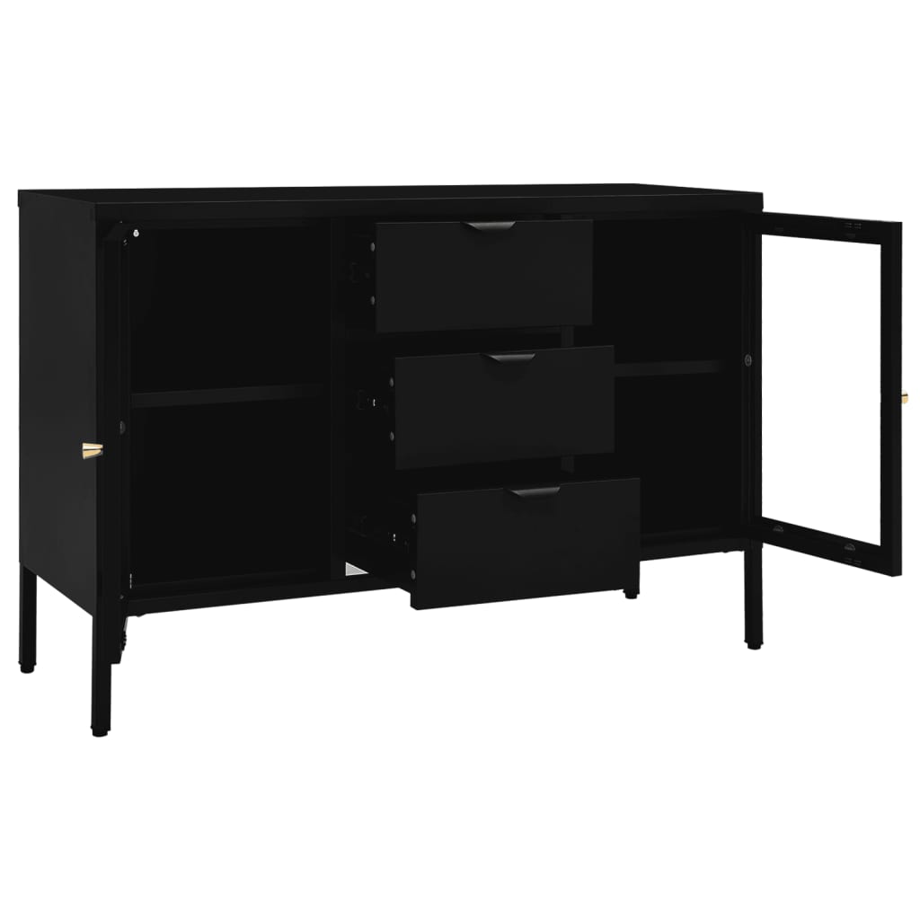 vidaXL Sideboard | Black | Steel, tempered glass | Medium | Sideboard