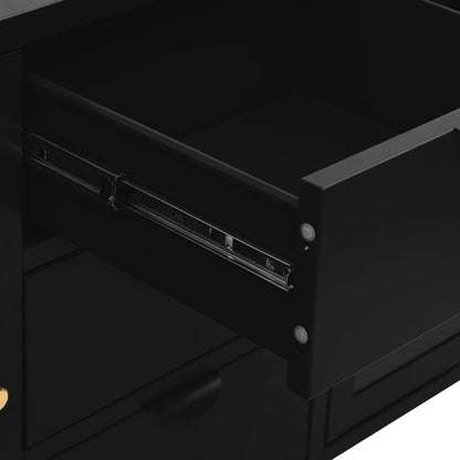 vidaXL Sideboard | Black | Steel, tempered glass | Medium | Sideboard