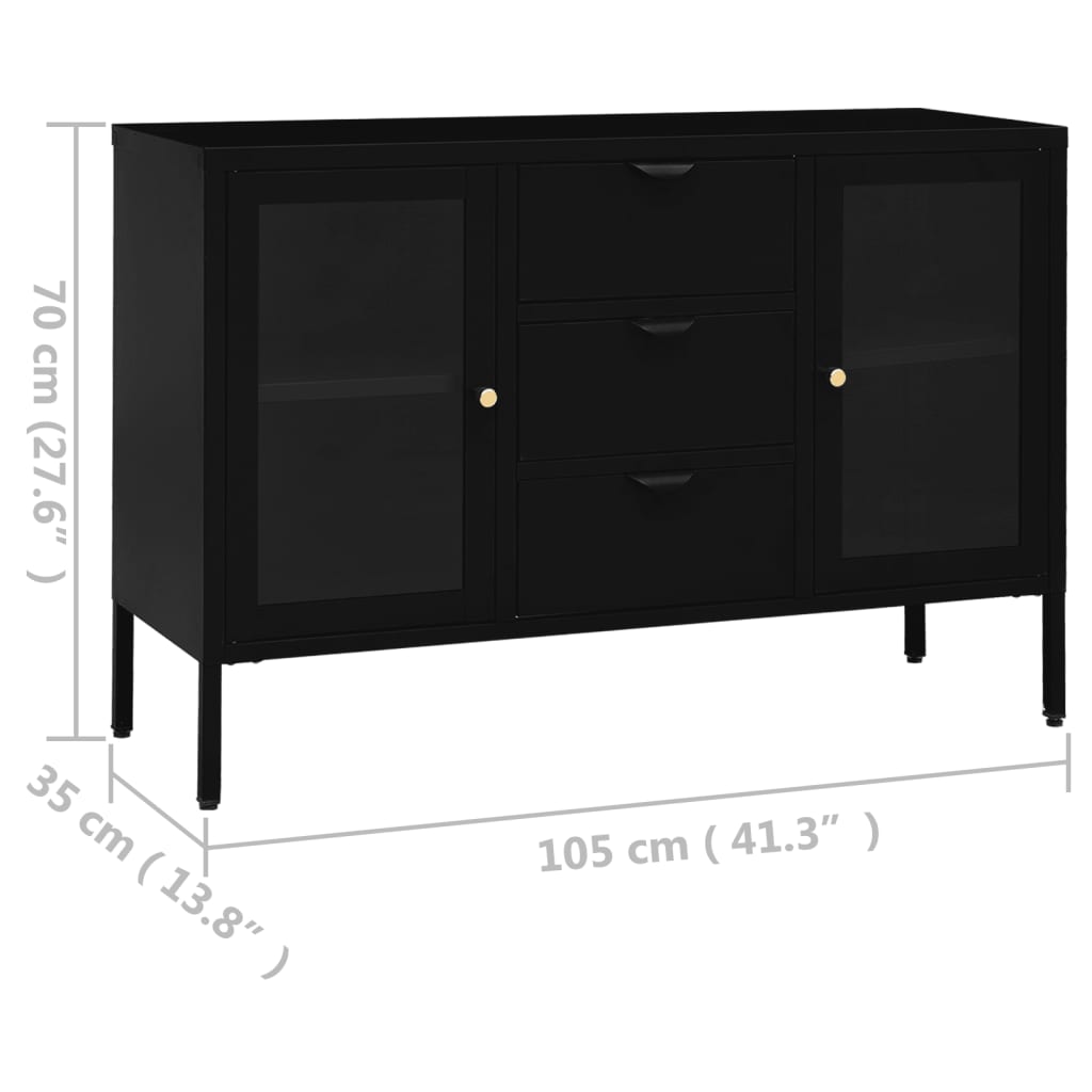 vidaXL Sideboard | Black | Steel, tempered glass | Medium | Sideboard