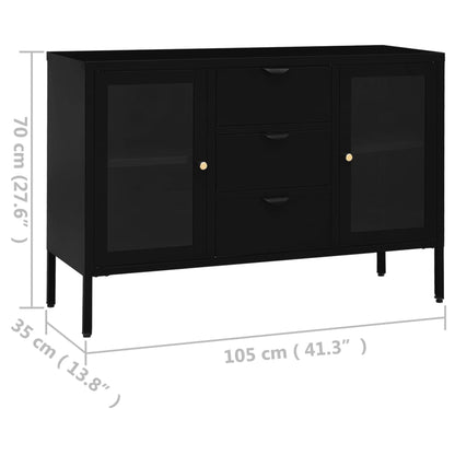 vidaXL Sideboard | Black | Steel, tempered glass | Medium | Sideboard