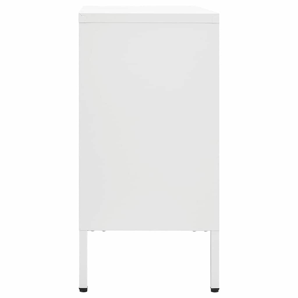 336077 vidaXL Sideboard White 105x35x70 cm Steel and Tempered Glass