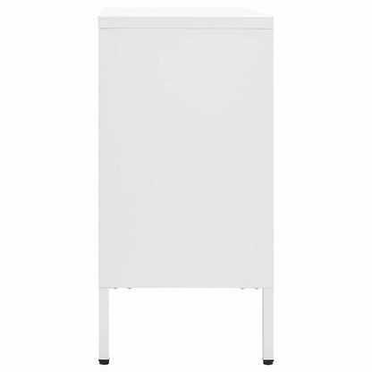 336077 vidaXL Sideboard White 105x35x70 cm Steel and Tempered Glass