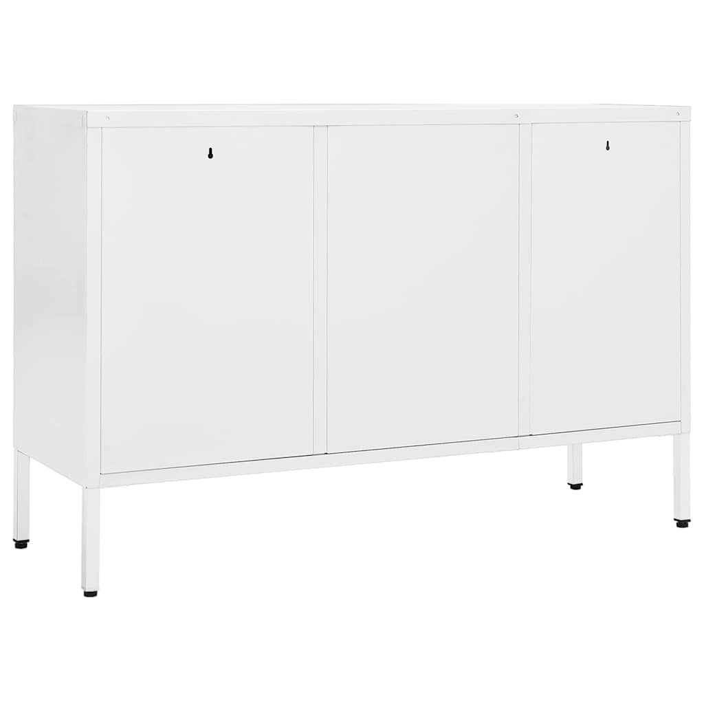 336077 vidaXL Sideboard White 105x35x70 cm Steel and Tempered Glass