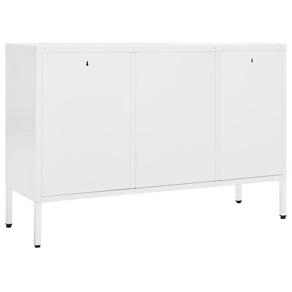 336077 vidaXL Sideboard White 105x35x70 cm Steel and Tempered Glass