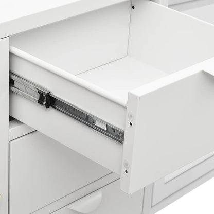 vidaXL Sideboard White 105x35x70 cm Steel and Tempered Glass