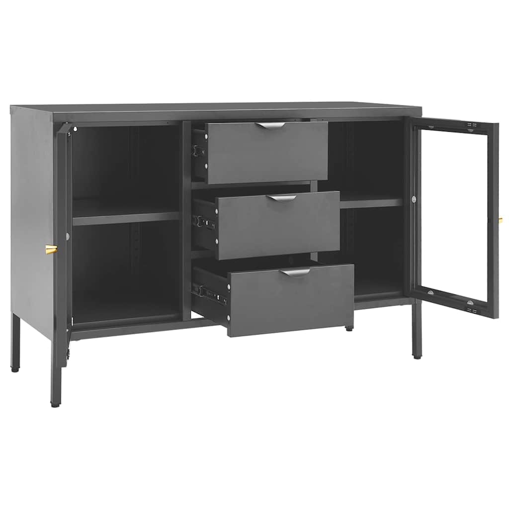 336078 vidaXL Sideboard Anthracite 105x35x70 cm Steel and Tempered Glass