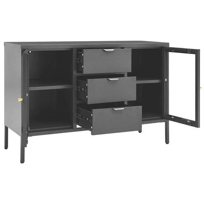 336078 vidaXL Sideboard Anthracite 105x35x70 cm Steel and Tempered Glass