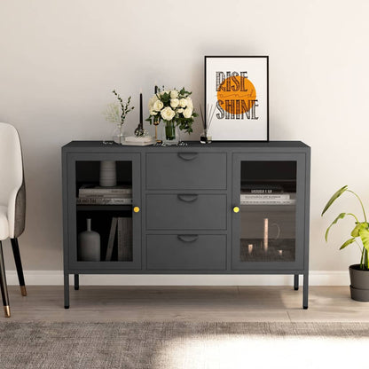 336078 vidaXL Sideboard Anthracite 105x35x70 cm Steel and Tempered Glass