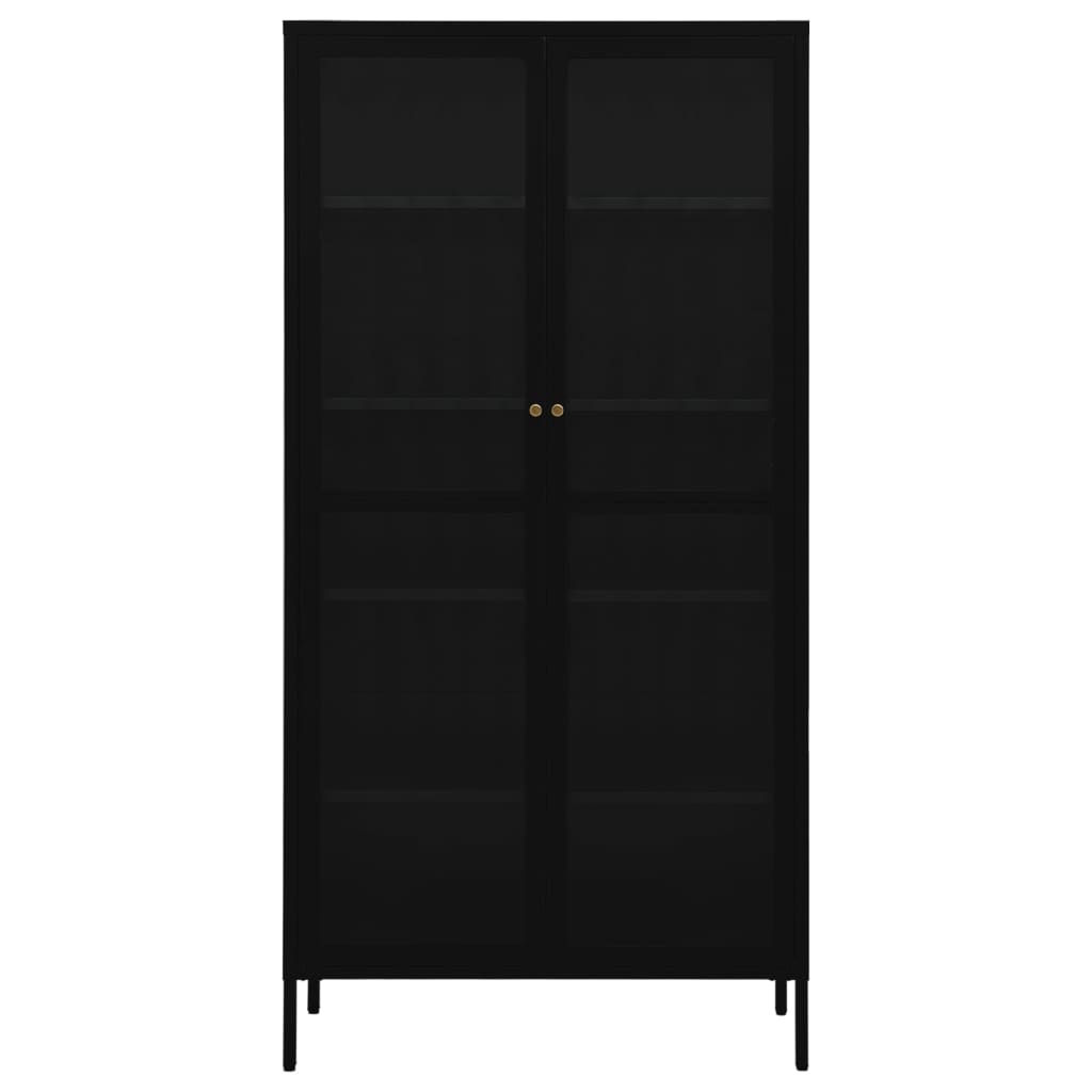 vidaXL Display Cabinet Black 90x40x180 cm Steel and Tempered Glass