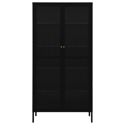 vidaXL Display Cabinet Black 90x40x180 cm Steel and Tempered Glass
