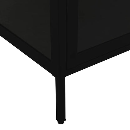 vidaXL Display Cabinet Black 90x40x180 cm Steel and Tempered Glass