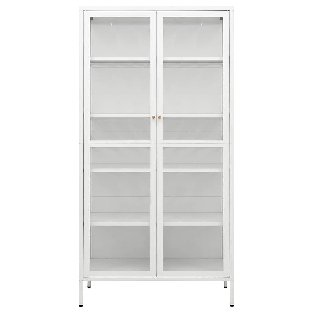 vidaXL Display Cabinet White 90x40x180 cm Steel and Tempered Glass