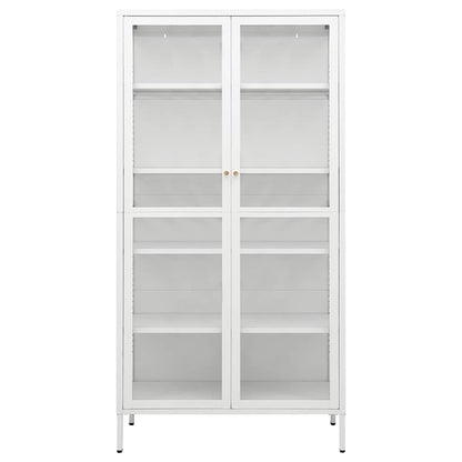 vidaXL Display Cabinet White 90x40x180 cm Steel and Tempered Glass