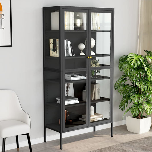 vidaXL Display Cabinet Anthracite 90x40x180 cm Steel and Tempered Glass