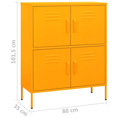 vidaXL Storage Cabinet | Mustard Yellow | Steel | Medium | Storage Cabinet